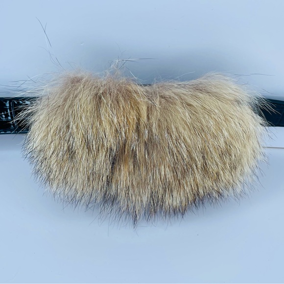 Fur Coyote Belt Purse Coin Purse Mini Wallet Leather Black Handmade USA - Picture 3 of 10